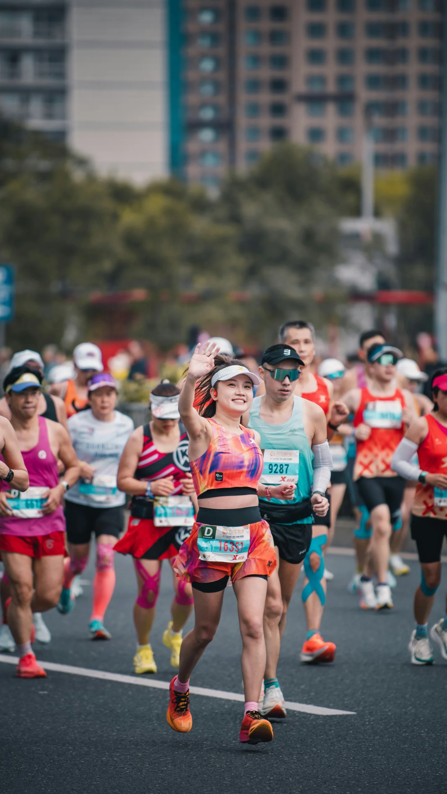 Athlete running on a road